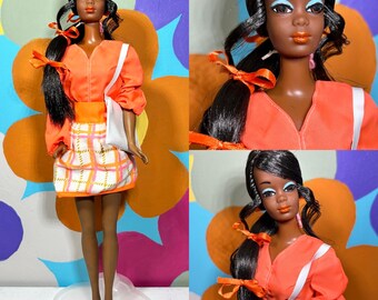 OOAK Vintage Talking (mute) Christie Julia Barbie Reroot Repaint Custom