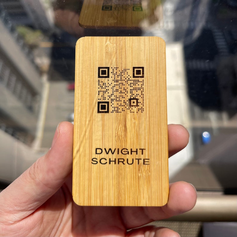 QR Code Business Card Custom Thick Bamboo Wood Vcard QR Etsy Canada