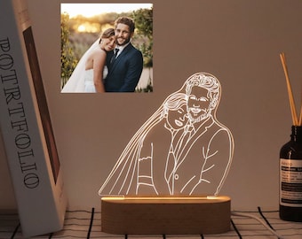 Benutzerdefinierte Line Art Fotolampe, personalisierte 3D-Fotolampe, Fotogravur, Paargeschenk, Hochzeitsideen, Jubiläumsgeschenk, Muttertagsgeschenke