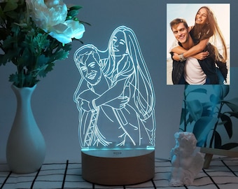 Personalisierte Fotolampe, Fotogravur, 7 Farbwechsel, personalisierte 3D Fotolampe, Hochzeitsgeschenk, Jahrestagsgeschenk, Muttertagsgeschenk, Geschenk für Sie