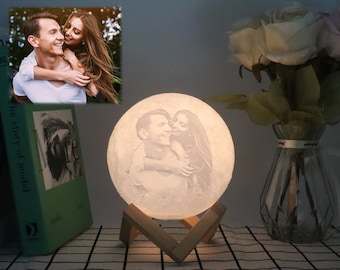 Personalization Lunar Moon Lamp Night Light 3D Print Moonlight, Personalized 3d Photo Night Light, LED Dimmable Touch and USB Rechargeable