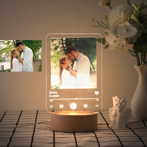 Custom LED Music Plaque, Custom Photo Lamp,Music and Song Album Cover Plaque, Custom Music Gifts,Wedding Gift, Anniversary Gift,Gift for Her