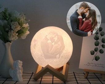 Foto 3D personalizada impresa lámpara de luna de noche lunar, luz de noche de lámpara de luna lunar de personalización, luces de fotos personalizadas, regalo de Navidad