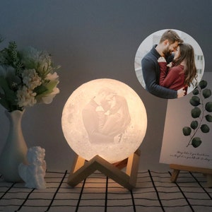Personalized 3d Photo printed Lunar night Moon Lamp,Personalization Lunar Moon Lamp Night Light, Custom photo lights, Christmas Gift