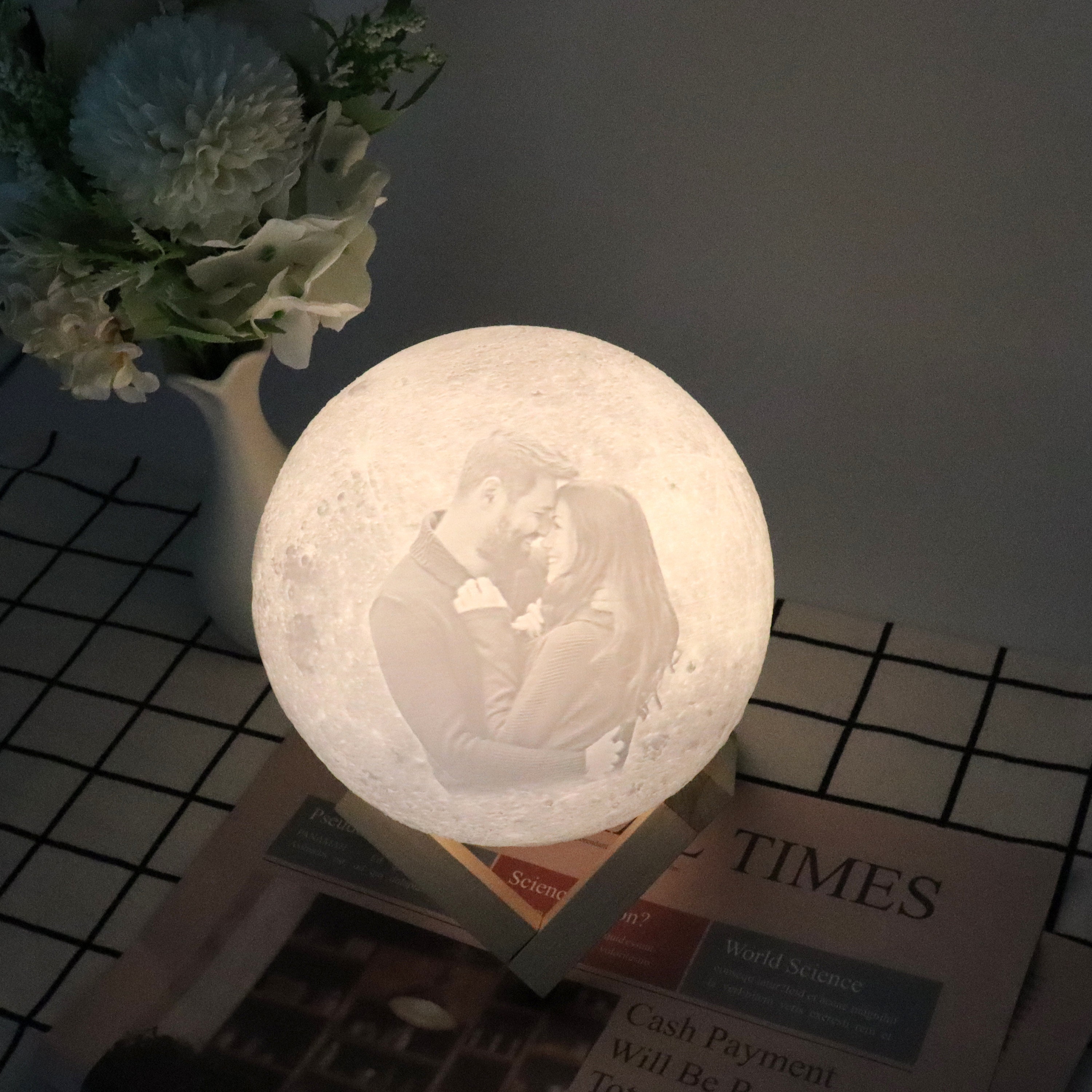 Personalized 3d Photo printed Lunar night Moon Lamp, Custom Photo Lunar Moon Lamp Night Light, Bedside lamp, Couples Gifts,Christmas Gift