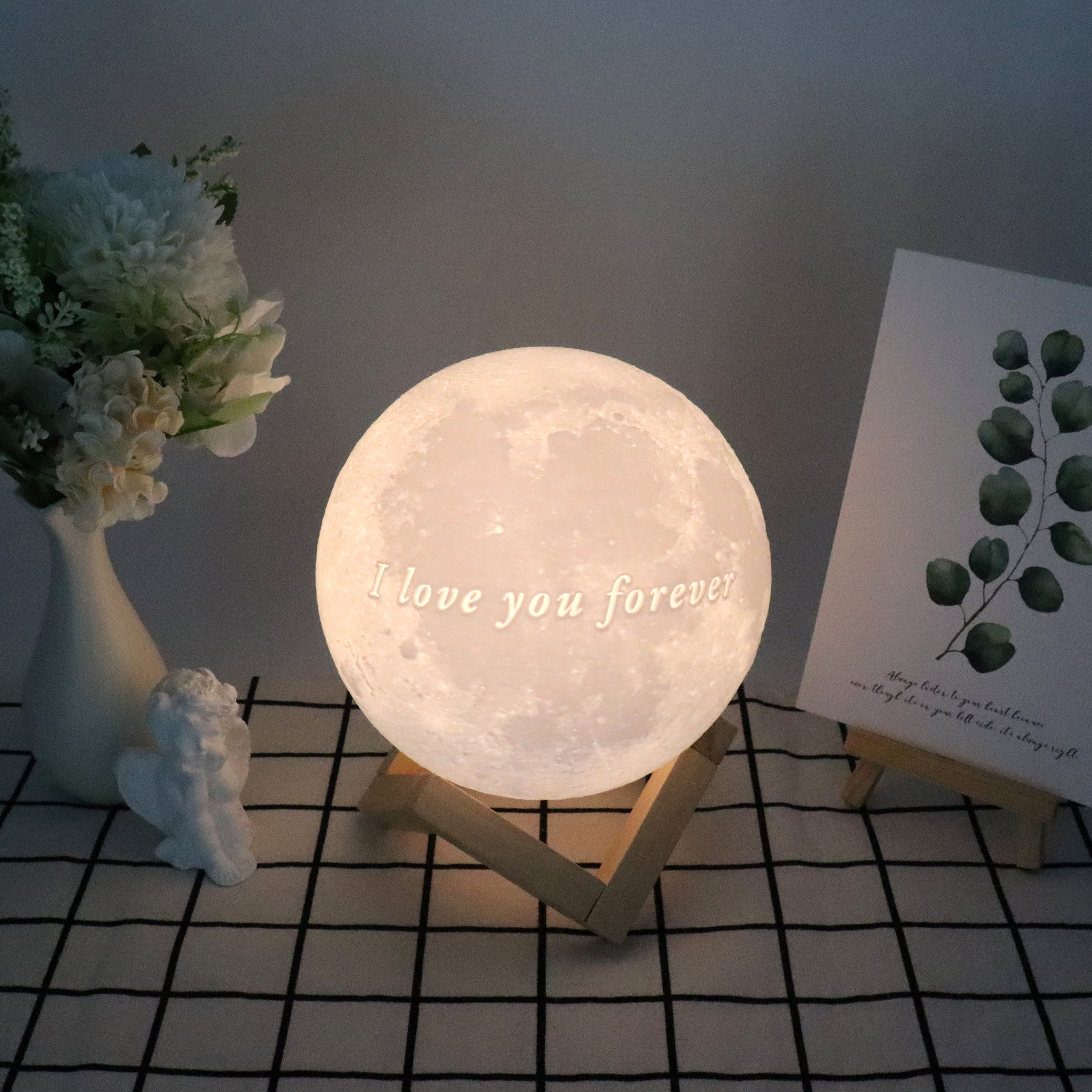 Personalized 3d Photo printed Lunar night Moon Lamp, Custom Photo Lunar Moon Lamp Night Light, Bedside lamp, Couples Gifts,Christmas Gift