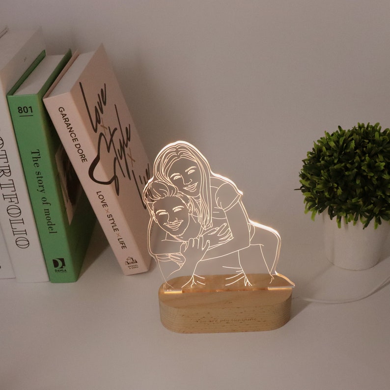 Personalized 3D Photo Lamp, Custom Photo Night Light, Line Art Photo Lamp,Engraved Portrait,Anniversary Gift,Wedding Gift,Mother's Day gifts image 4