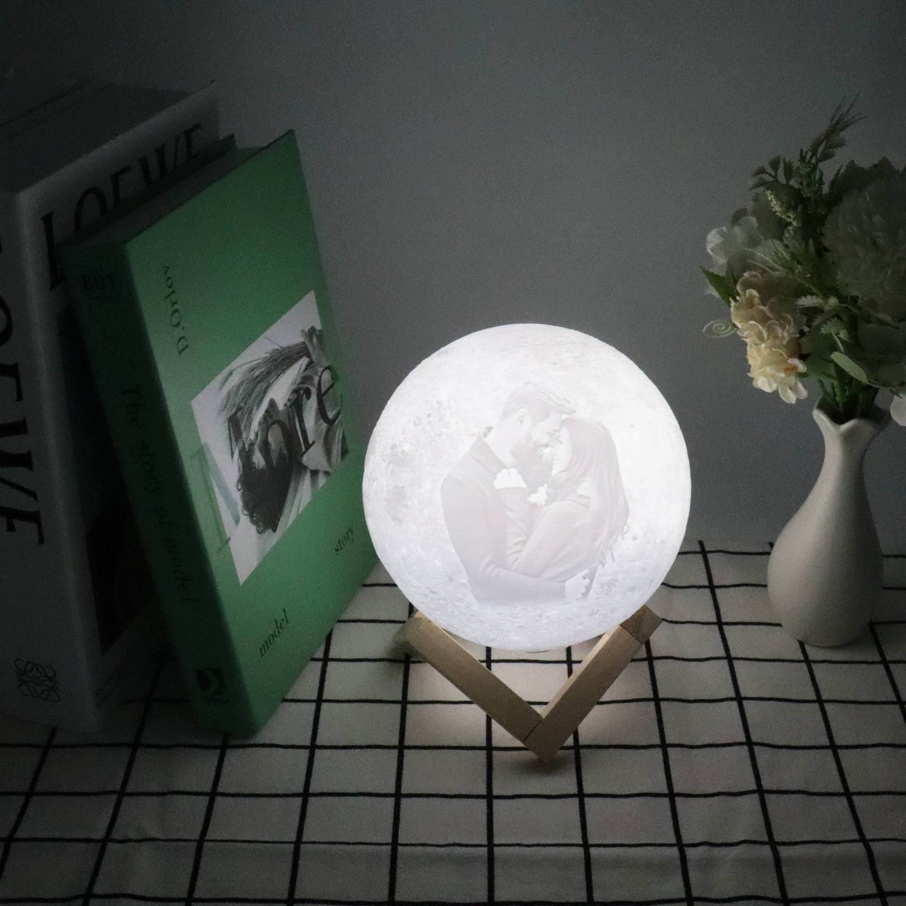 Personalized 3d Photo printed Lunar night Moon Lamp, Custom Photo Lunar Moon Lamp Night Light, Bedside lamp, Couples Gifts,Christmas Gift