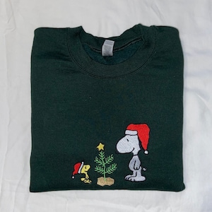 Christmas Dog Embroidered Crewneck Sweatshirt - cute Christmas sweatshirt