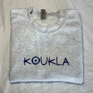 Koukla Crewneck Sweatshirt - cute Greek embroidered sweatshirt