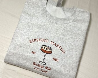 Espresso Martini Crewneck Sweatshirt - cute espresso martini embroidered sweatshirt