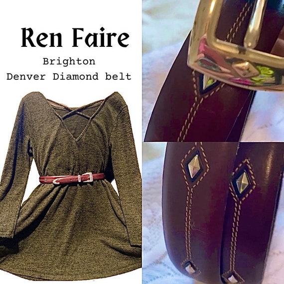 Ren Faire denver Diamond Brown Leather Belt Brighton Brand Etsy