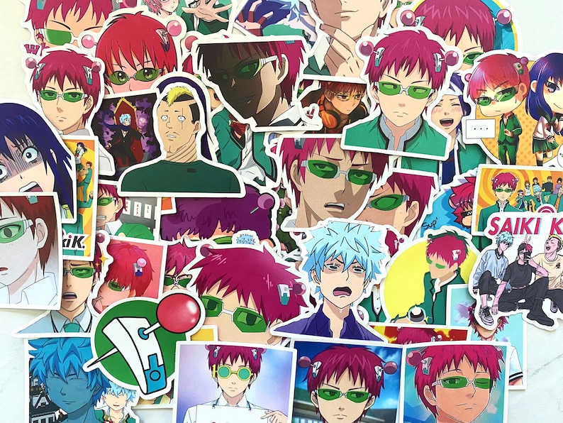 The Disastrous Life of Saiki K. mystery anime stickers, 50 styles japaneses anime collection, random stickers for helmet, notebook, bicycle 