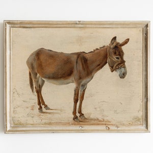 Vintage Donkey Oil Painting | PRINTABLE Farmhouse Wall Art | Farm Animal Art Print | Rustic Decor DIGITAL DOWNLOAD | Cute Donkey Art