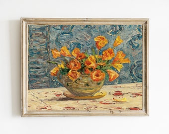 Vintage Flower Still Life Painting | Impressionism Floral Still Life Print | Colorful Abstract Flowers | Modern Still Life | PRINTABLE ART