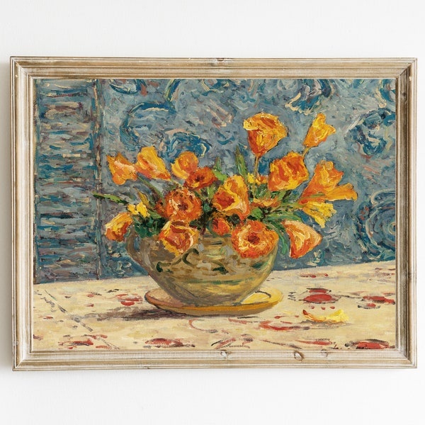 Vintage Flower Still Life Painting | Impressionism Floral Still Life Print | Colorful Abstract Flowers | Modern Still Life | PRINTABLE ART