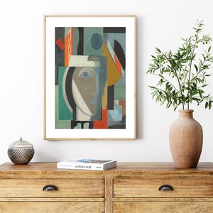 Modern abstrakt porträttmålning | Samtida figurativt konsttryck | Vintage urban abstrakt målning | DIGITAL NEDLADDNING | Modern väggkonst bild 3