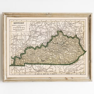 carte vintage de l'état du Kentucky | carte antique du Kentucky | Art mural carte | CARTE IMPRIMABLE DU KENTUCKY | Cadeau pour le Kentuckien | Décoration de l'État du Kentucky