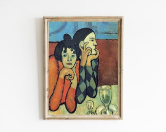 Two Acrobats (Harlequin and His Companion) by Pablo Picasso | Hip Art for Bar | Vintage Alcohol Print | DIGITAL DOWNLOAD | Picasso Painting