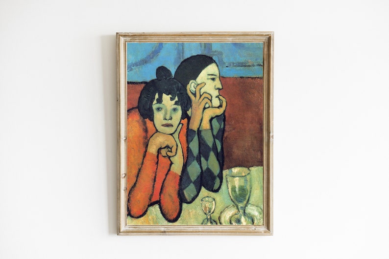Deux acrobates Arlequin et son compagnon de Pablo Picasso Art tendance pour bar impression alcoolisée vintage TÉLÉCHARGEMENT NUMÉRIQUE Tableau de Picasso image 1