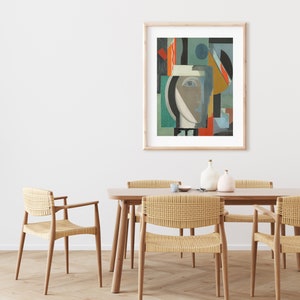 Modern abstrakt porträttmålning | Samtida figurativt konsttryck | Vintage urban abstrakt målning | DIGITAL NEDLADDNING | Modern väggkonst bild 4