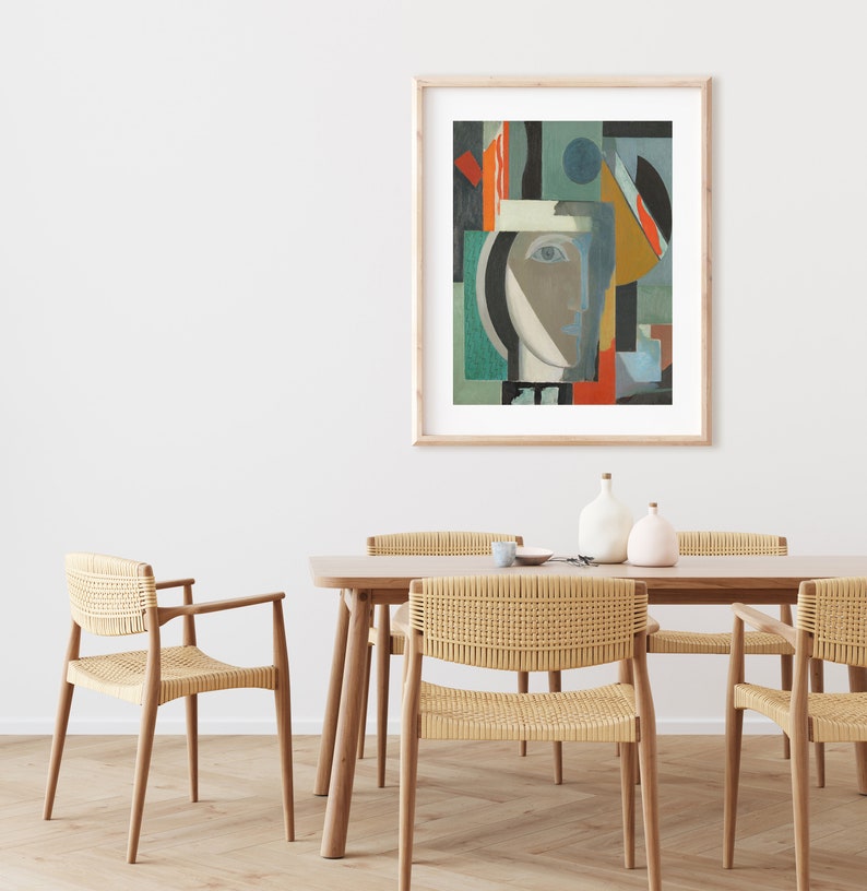 Modern abstrakt porträttmålning | Samtida figurativt konsttryck | Vintage urban abstrakt målning | DIGITAL NEDLADDNING | Modern väggkonst bild 4