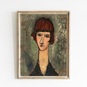Vintage Modigliani Painting | Portrait of a Woman by Amedeo Modigliani | Modern Figurative Art | PRINTABLE MODIGLIANI ART | Woman Print