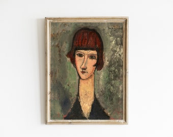 モディリアーニがキャンバスに油絵を描いた後の自画像 サイン入り