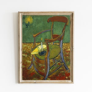 Van Gogh Still Life Painting | Gauguin&#39;s Chair by Vincent Van Gogh | Van Gogh Chair with Candle | PRINTABLE ART | Modern Still Life Print