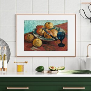 Antik stilleben oljemålning | Vintage fruktskålsmålning | Väggdekoration i lantligt kök | Utskrivbar stugväggkonst | Digital nedladdning bild 5
