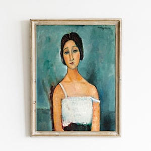 Christina Painting by Amedeo Modigliani | Vintage Modigliani Portrait Painting | PRINTABLE MODIGLIANI ART | Modern Figurative Art Print