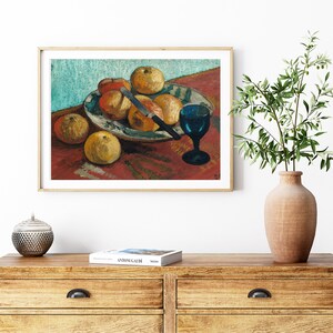 Antik stilleben oljemålning | Vintage fruktskålsmålning | Väggdekoration i lantligt kök | Utskrivbar stugväggkonst | Digital nedladdning bild 2