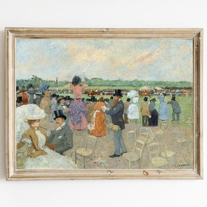 Vintage Polo Painting | Victorian Polo Match Painting | People Watching Polo Tournament | Country Landscape PRINTABLE | DIGITAL DOWNLOAD