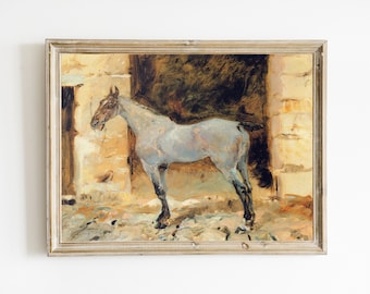 Vintage Horse Painting | Rustic Horse Print | Modern Horse Art | Ranch Decor | Farmhouse Wall Art | Horse PRINTABLE | Art for Horse Lovers