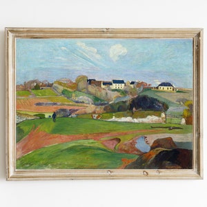 Pintura de paisaje vintage de Gauguin / Arte paisajístico postimpresionista francés / Impresión de Paul Gauguin / ARTE GAUGUIN IMPRIMIBLE / Paisaje moderno