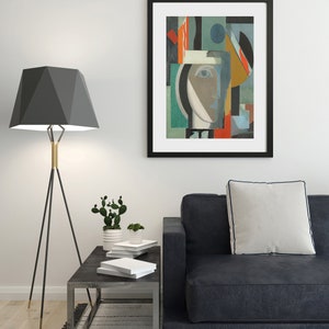 Modern abstrakt porträttmålning | Samtida figurativt konsttryck | Vintage urban abstrakt målning | DIGITAL NEDLADDNING | Modern väggkonst bild 6