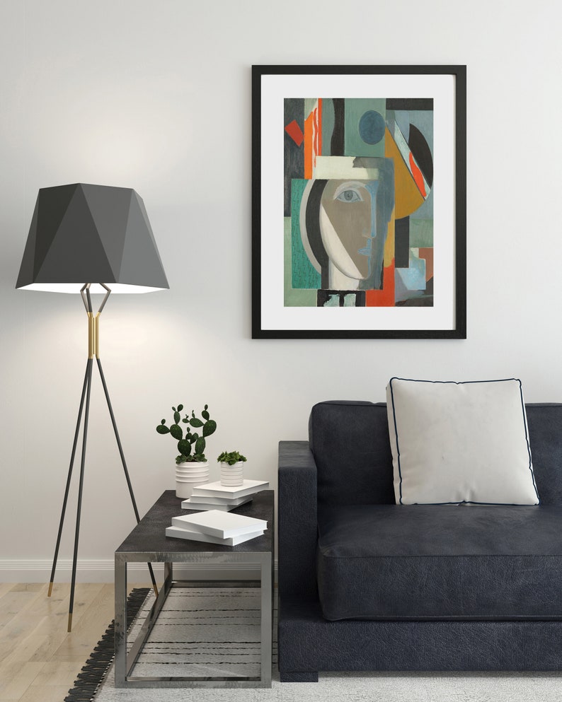 Modern abstrakt porträttmålning | Samtida figurativt konsttryck | Vintage urban abstrakt målning | DIGITAL NEDLADDNING | Modern väggkonst bild 6