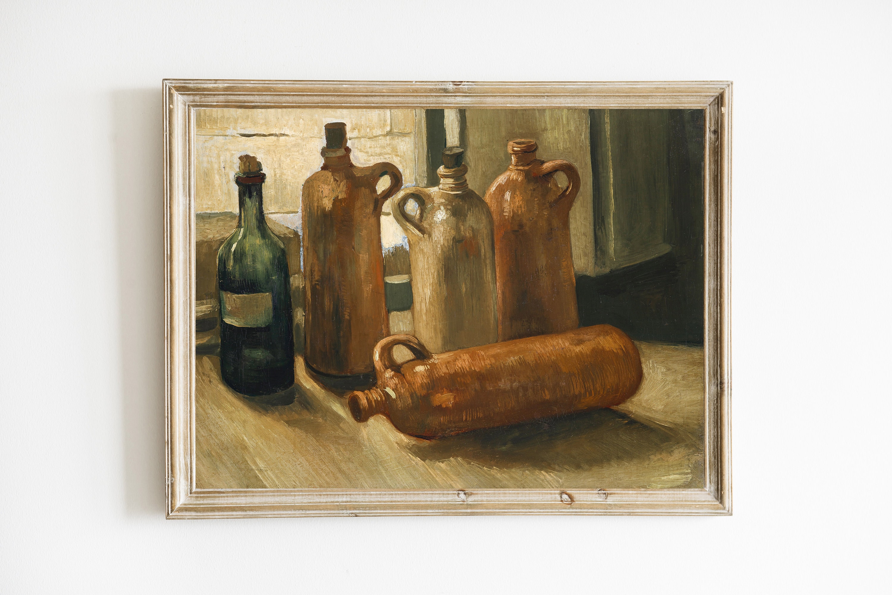 Vincent Van Gogh Still Life with Five Bottles | Antique Still Life Painting | Vintage Bar Art | Rustic Kitchen Art | DIGITAL DOWNLOAD PRINT