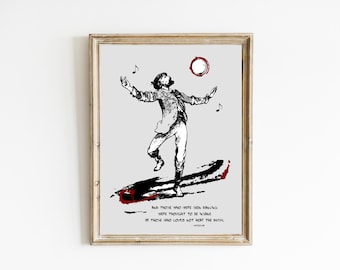 Friedrich Nietzsche Quote Print | And Those Who Were Seen Dancing Nietzsche Poem | PRINTBLE NIETZSCHE QUOTE | Nietzsche Music Quote