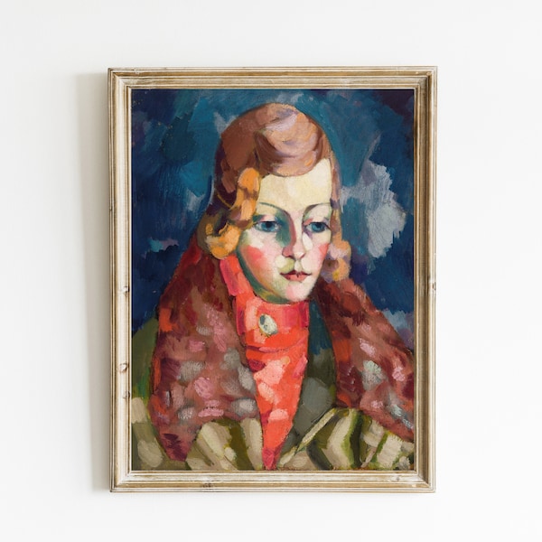 Vintage Portrait Painting of a Woman | Abstract Figurative Art | Abstract Female Portrait | DIGITAL DOWNLOAD PRINT | Modern Portrait Print