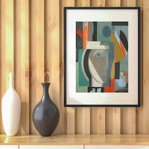 Modern abstrakt porträttmålning | Samtida figurativt konsttryck | Vintage urban abstrakt målning | DIGITAL NEDLADDNING | Modern väggkonst bild 5