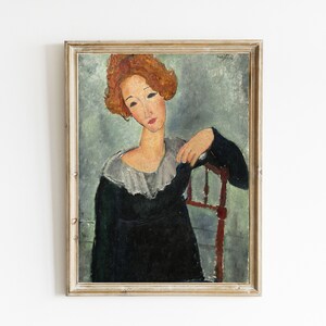 Woman with Red Hair by Amedeo Modigliani | Vintage Modigliani Painting | Modigliani Female Portrait Art Print | PRINTABLE MODIGLIANI ART