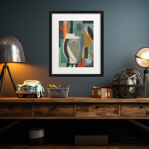 Modern abstrakt porträttmålning | Samtida figurativt konsttryck | Vintage urban abstrakt målning | DIGITAL NEDLADDNING | Modern väggkonst bild 7