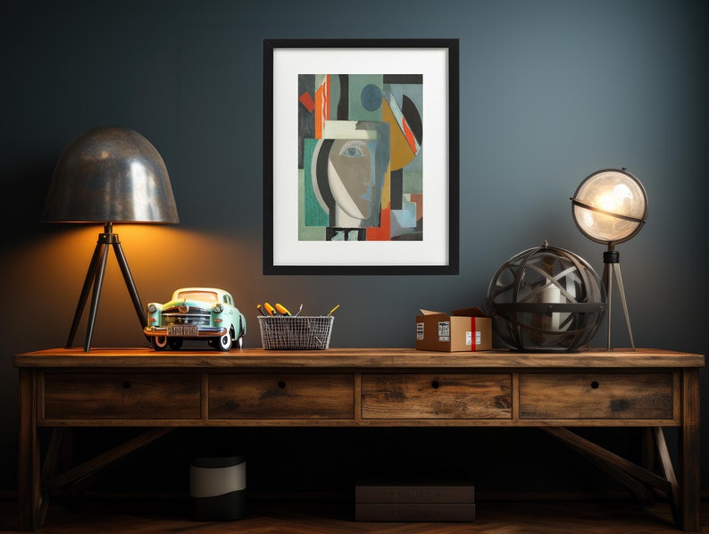 Modern abstrakt porträttmålning | Samtida figurativt konsttryck | Vintage urban abstrakt målning | DIGITAL NEDLADDNING | Modern väggkonst bild 7