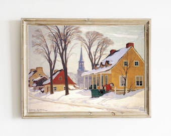Winter Morning in Baie-St-Paul by Clarence Gagnon | Vintage Clarence Gagnon Winter Landscape Painting | DIGITAL DOWNLOAD PRINT | Gagnon Art