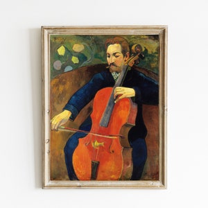 Instant Digital Download Art Print | Classical Music Poster | Antique Music Painting | Cello Player | Vintage Cello Art | Musical Wall Art