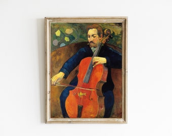 Descarga digital instantánea impresión de arte / cartel de música clásica / pintura de música antigua / violonchelo / arte de violonchelo vintage / arte de pared musical