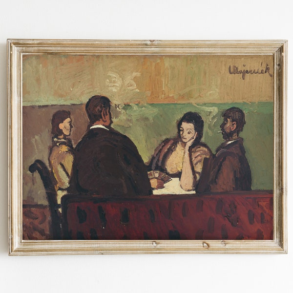 Card Players Painting by Cyprian Majernik | Modern Figurative Art | Hip Art for Game Room or Bar | DIGITAL DOWNLOAD PRINT | Man Cave Decor