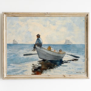 Boys in a Dory Boat by Winslow Homer | Vintage Winslow Homer Nautical Painting |  Wall Art for Kids Room | Nursery Room Decor | DIGITAL ART