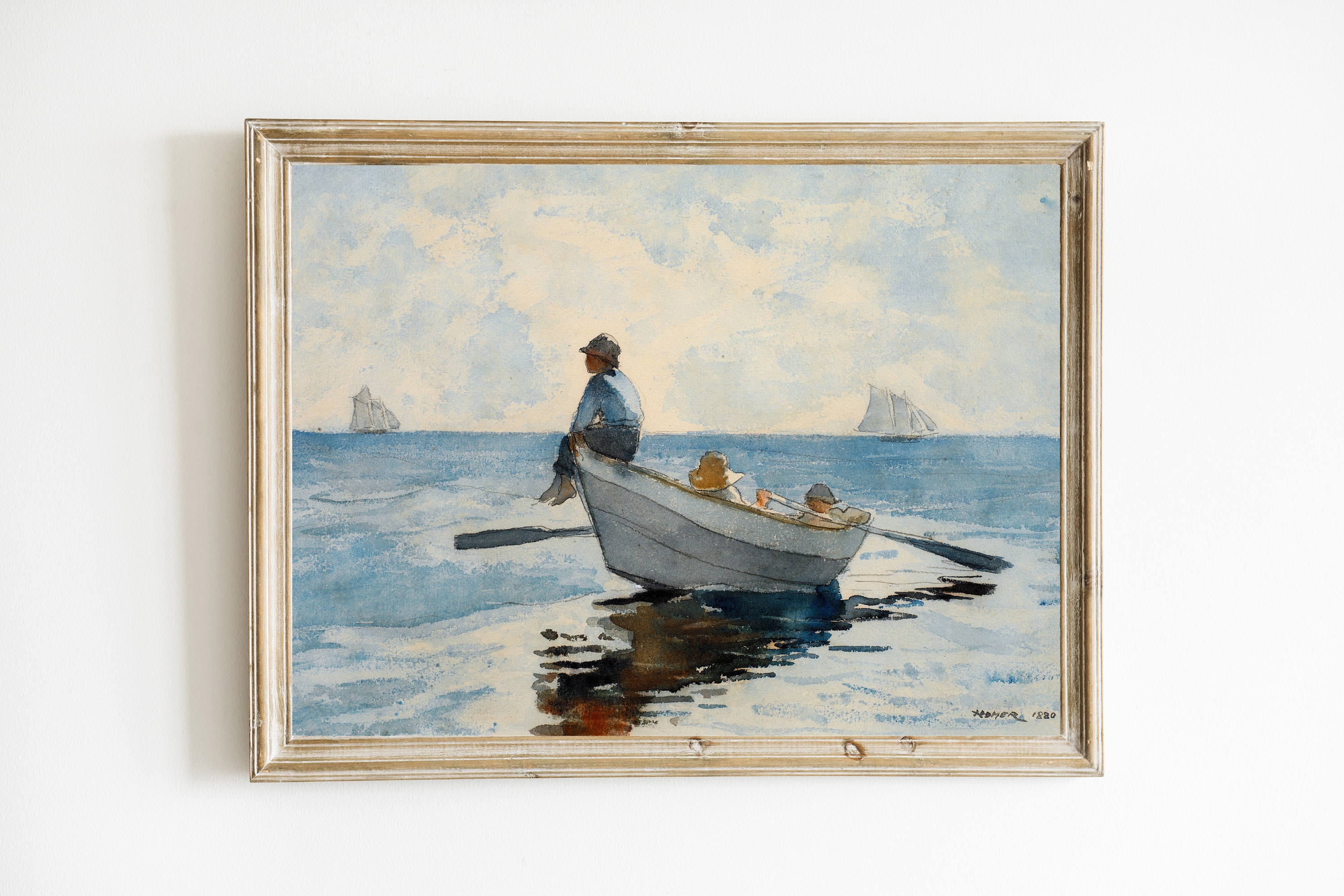 Boys in a Dory Boat by Winslow Homer | Vintage Winslow Homer Nautical Painting |  Wall Art for Kids Room | Nursery Room Decor | DIGITAL ART